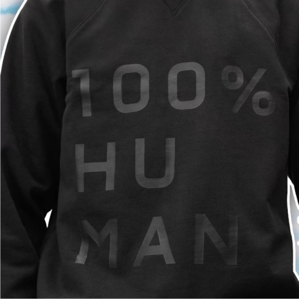 NWT EVERLANE The 100% Human Typography Sweatshirt Mens Black Lounge Athleisure